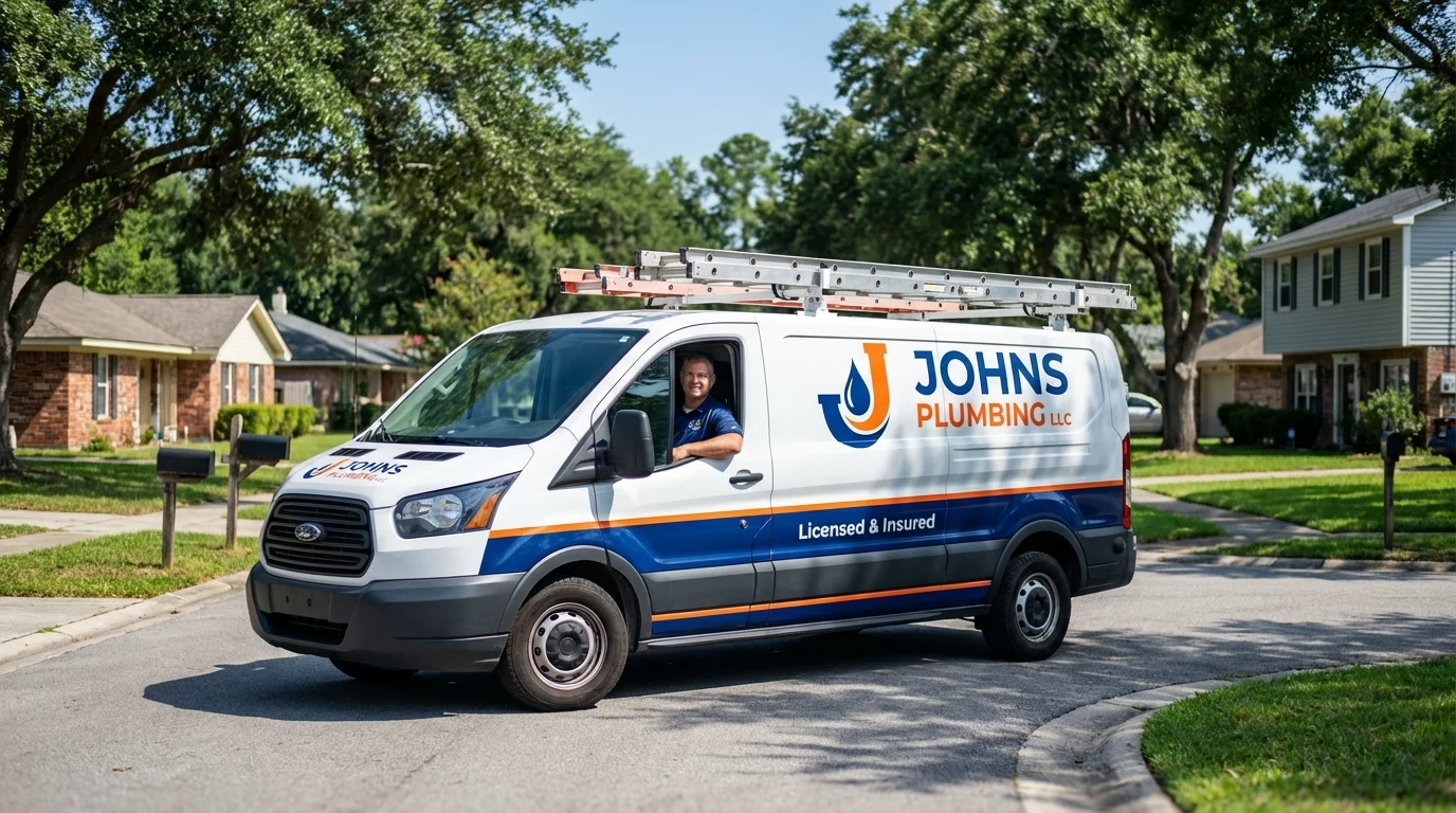 Johns Plumbing LLC service van in Scottsburg, IN