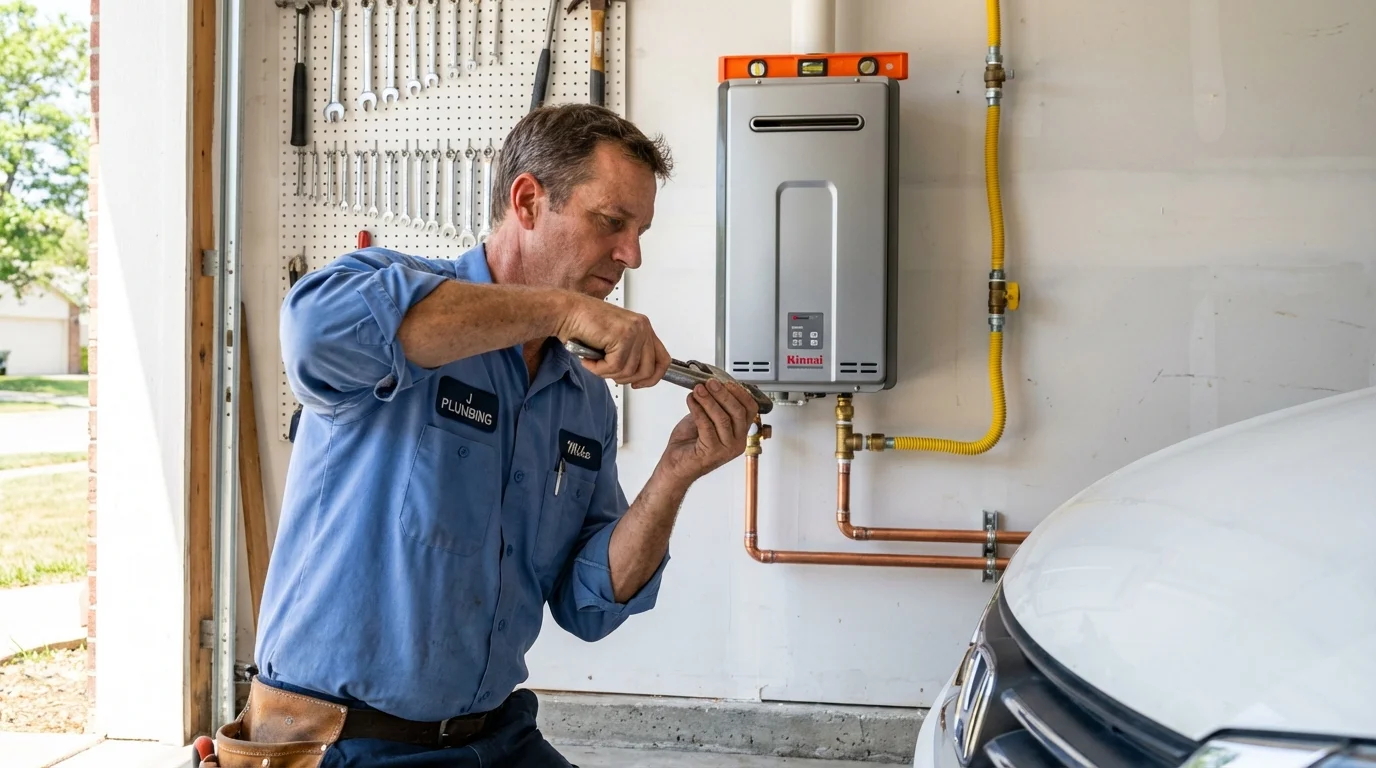 Tankless water heater installation by a Johns Plumbing LLC plumber in Scottsburg